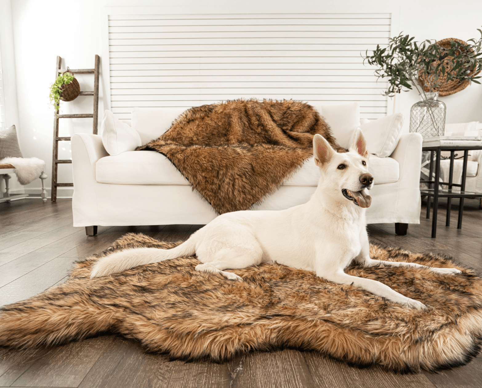 PupRug ™ Faux Fur Orthopedic Dog Bed - Curve Sable Tan