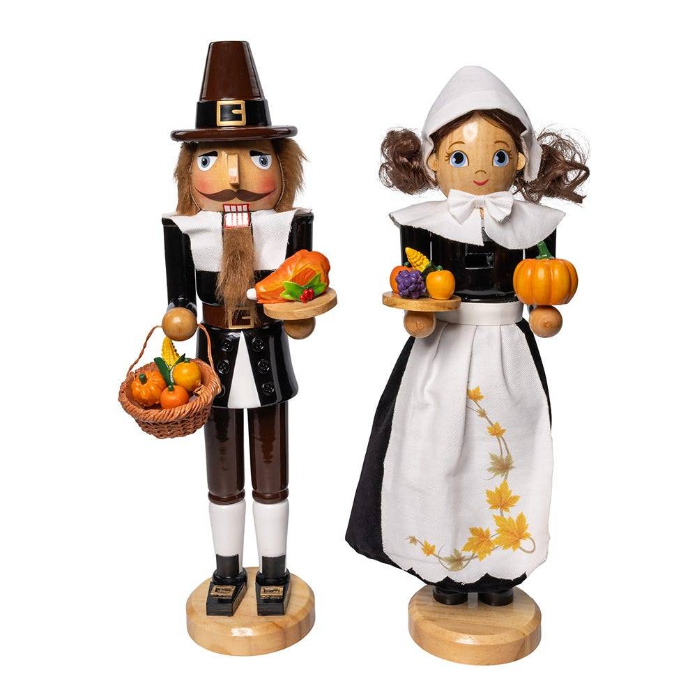 Kurt Adler 15-Inch Pilgrim Nutcrackers 2-Piece Set