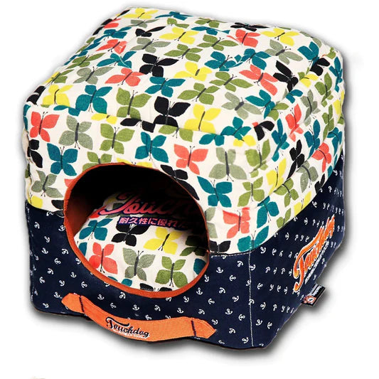 Touchdog Chirpin-Avery Convertible And Reversible Squared 2-In-1 Collapsible Dog House Bed