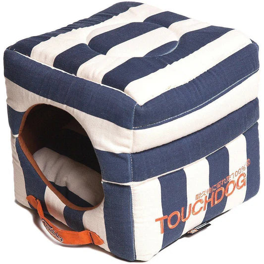 Polo-Striped 2-in-1 Convertible and Collapsible Dog and Cat Bed