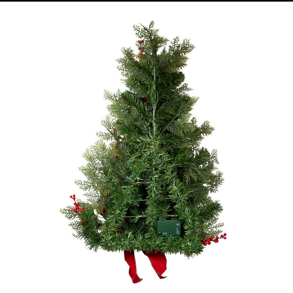 Kurt Adler 26-Inch Battery-Operated Pre-Lit Wall Tree With Red Bow