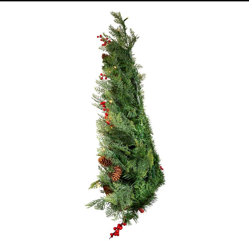 Kurt Adler 26-Inch Battery-Operated Pre-Lit Wall Tree With Red Bow