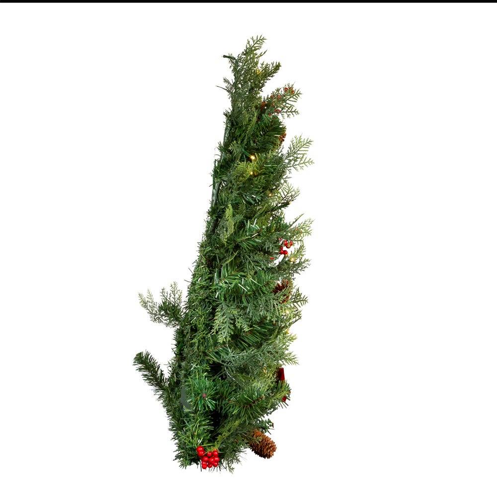 Kurt Adler 26-Inch Battery-Operated Pre-Lit Wall Tree With Red Bow