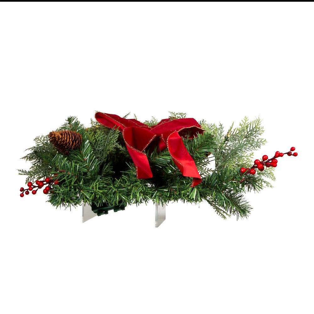 Kurt Adler 26-Inch Battery-Operated Pre-Lit Wall Tree With Red Bow