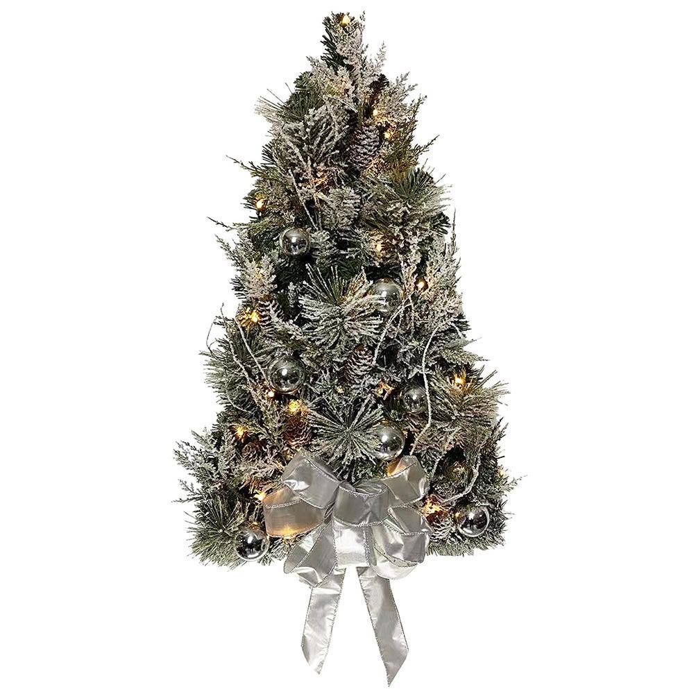 Kurt Adler 26-Inch Pre-Lit Snowy Silver Wall Tree