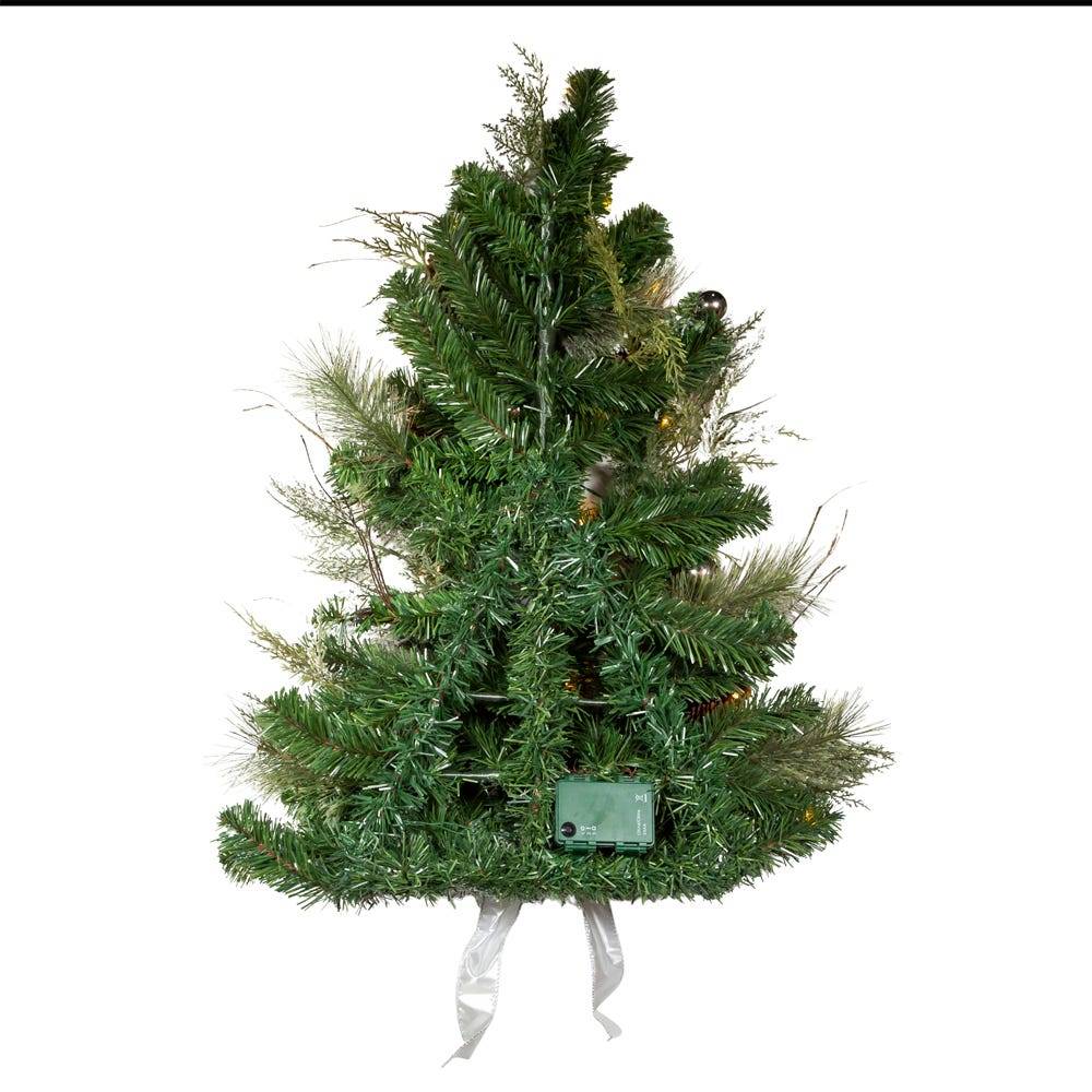 Kurt Adler 26-Inch Pre-Lit Snowy Silver Wall Tree