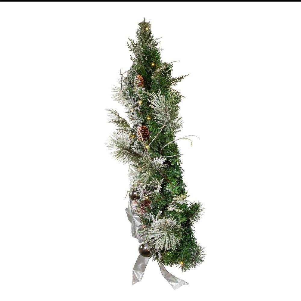 Kurt Adler 26-Inch Pre-Lit Snowy Silver Wall Tree