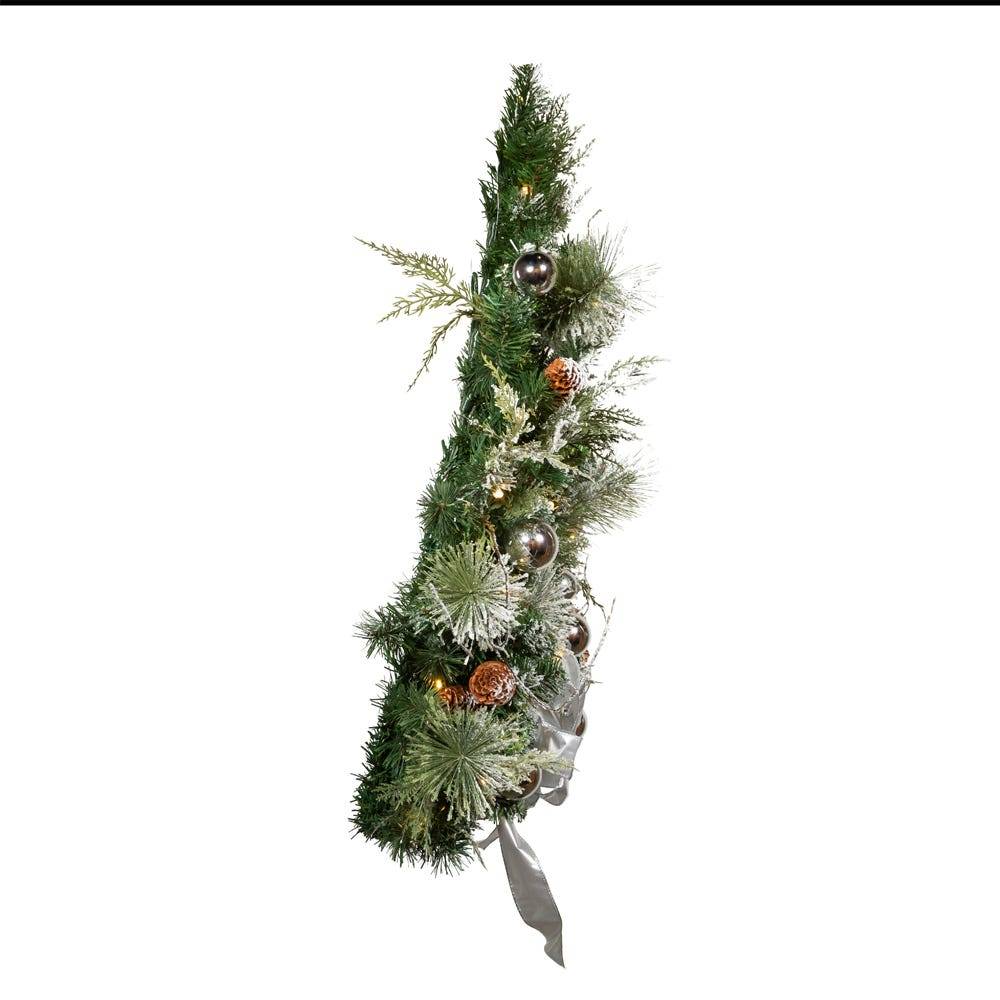 Kurt Adler 26-Inch Pre-Lit Snowy Silver Wall Tree