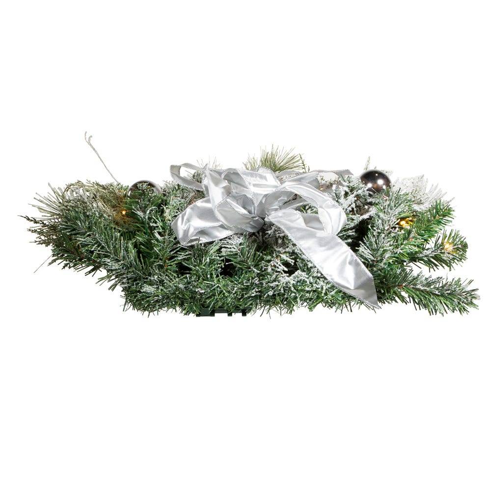 Kurt Adler 26-Inch Pre-Lit Snowy Silver Wall Tree