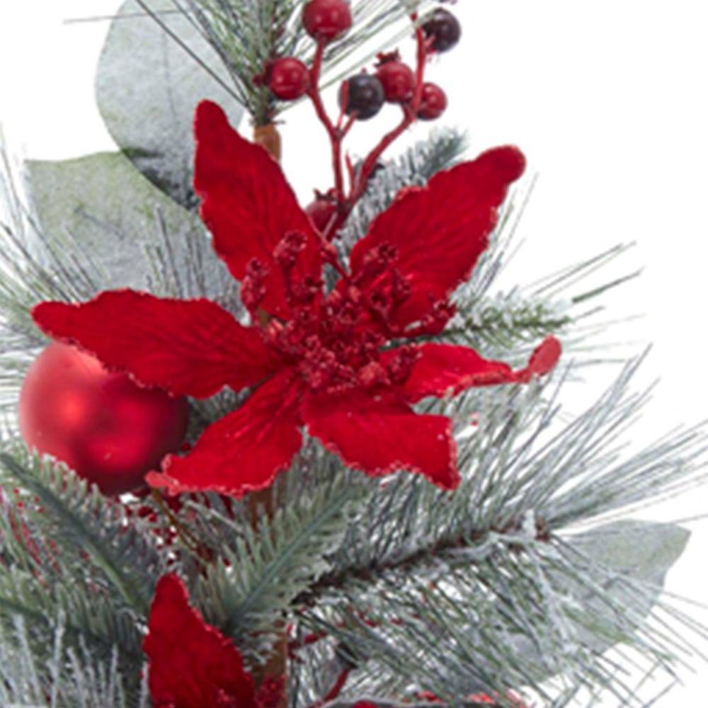 Kurt Adler 18-Inch Flocked Tree with Berries and Poinsettia in Burlap Base