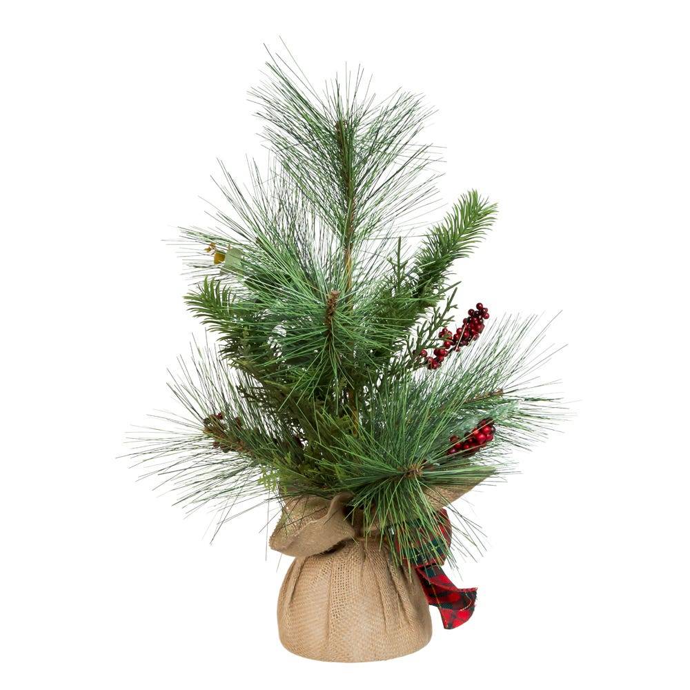 Kurt Adler 18-Inch Berries and Plaid Ribbon Green Tree