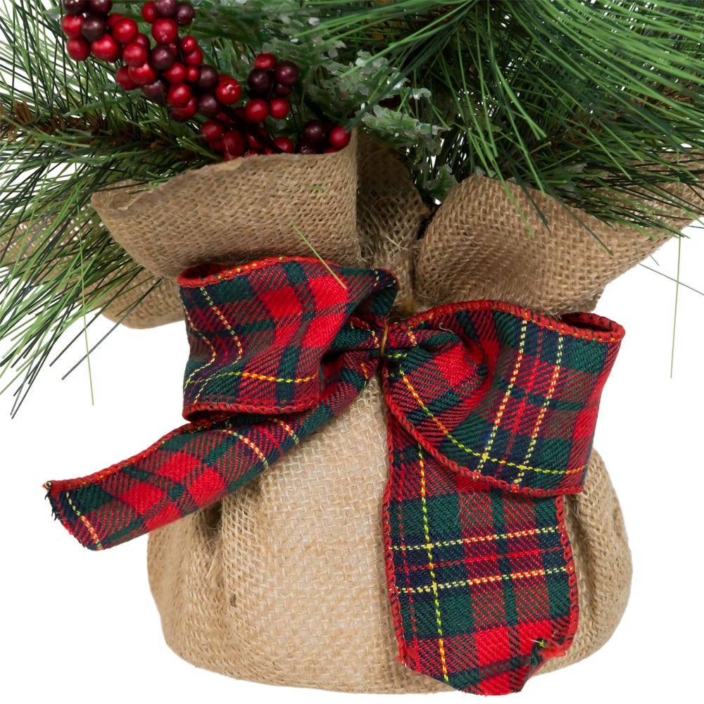 Kurt Adler 18-Inch Berries and Plaid Ribbon Green Tree