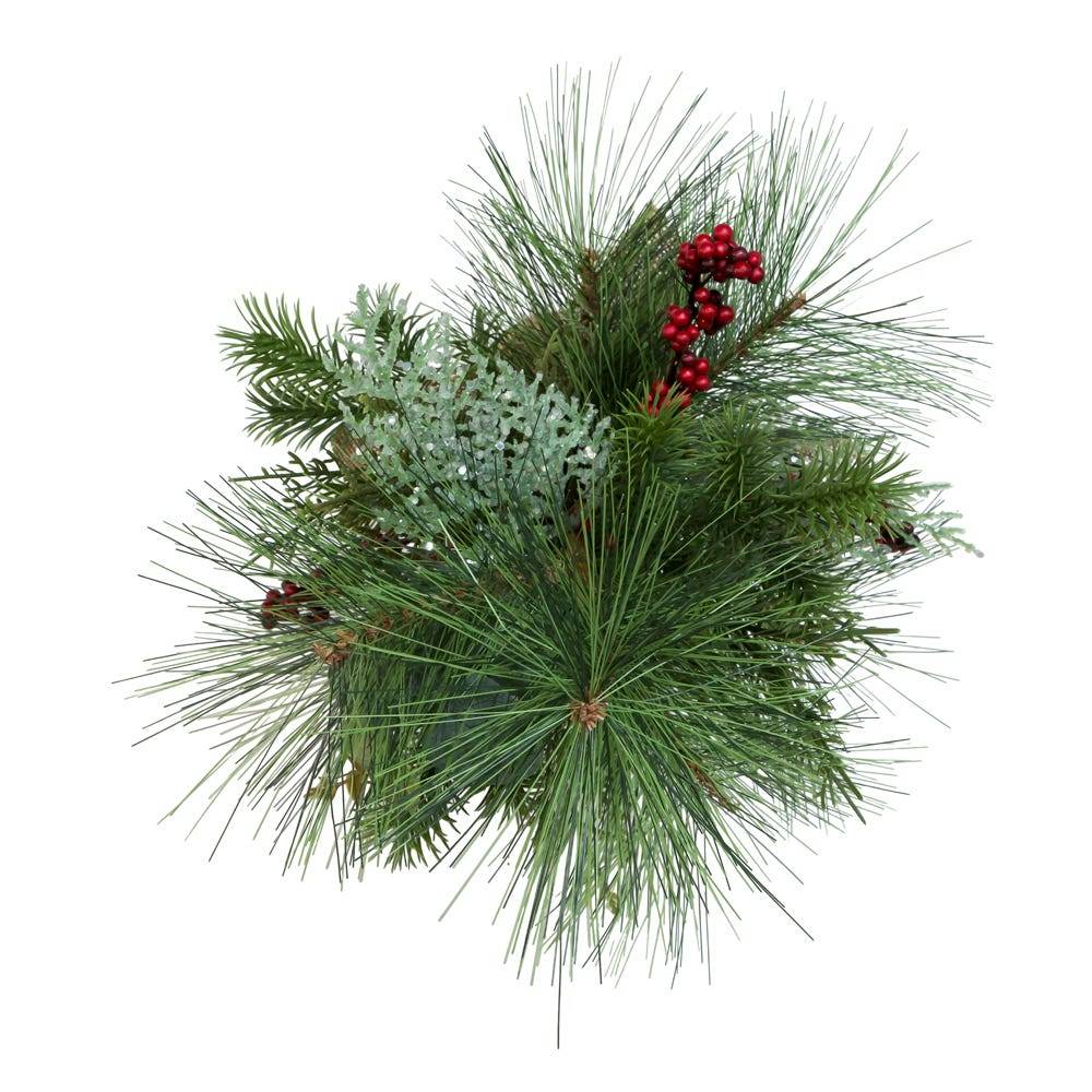 Kurt Adler 18-Inch Berries and Plaid Ribbon Green Tree