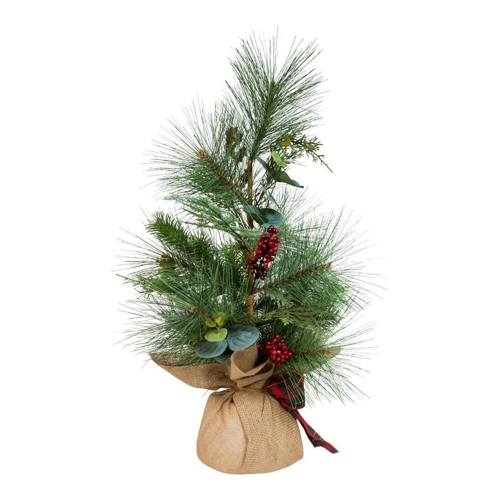 Kurt Adler 24-Inch Berries and Plaid Ribbon Green Tree