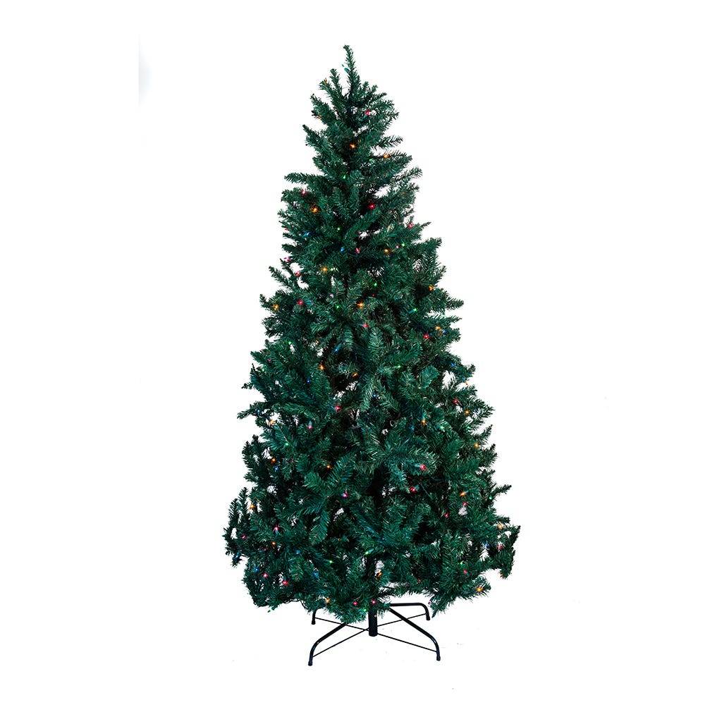 Kurt Adler 7-Foot Pre-Lit Pine Tree with Multi-Colored Lights