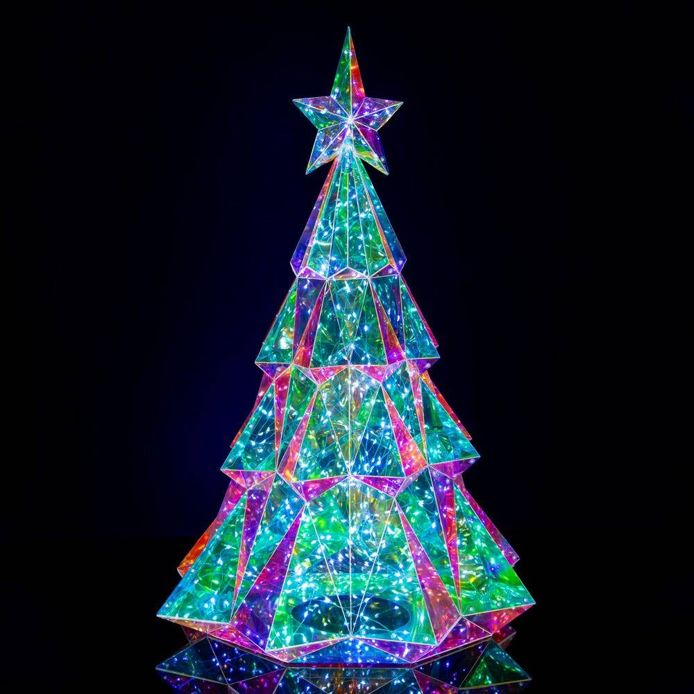 Kurt Adler 20-Inch Pre-Lit Multifunction 200 Cool White Fairy LED Holographic Christmas Tree