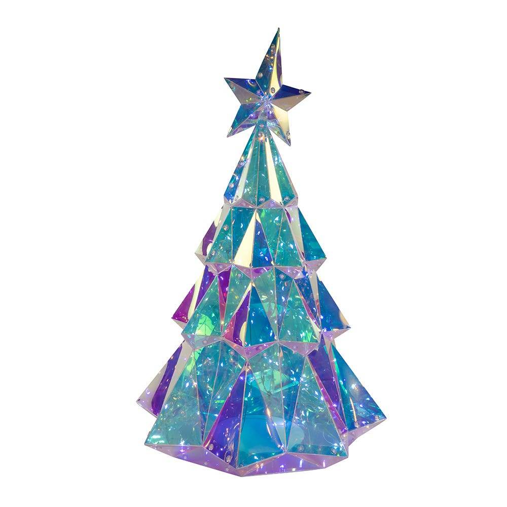 Kurt Adler 20-Inch Pre-Lit Multifunction 200 Cool White Fairy LED Holographic Christmas Tree