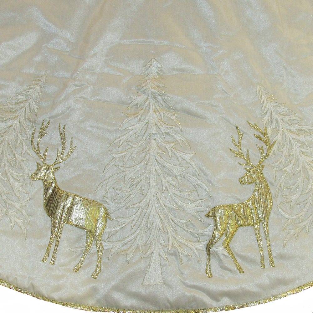 Kurt Adler 48-Inch Gold Tree and Reindeer Applique Treeskirt