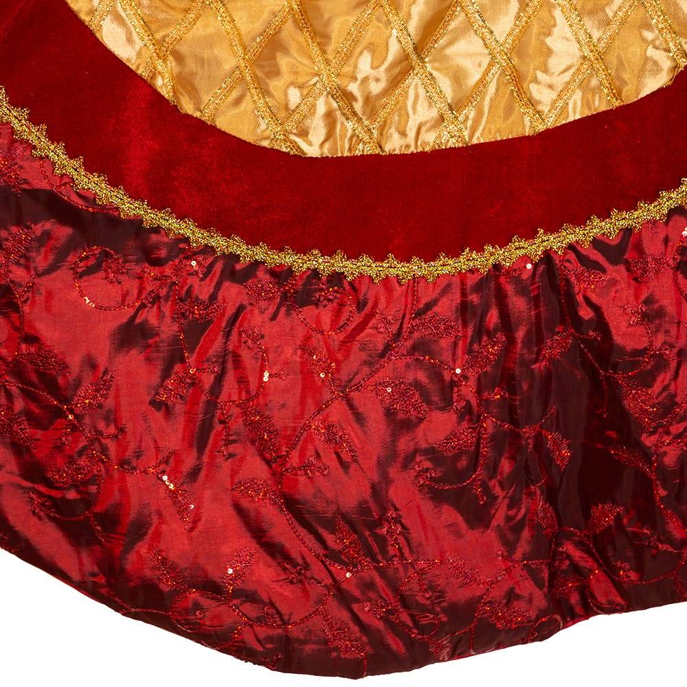 Kurt Adler 72-Inch Red and Gold Criss-Cross Scallop Treeskirt