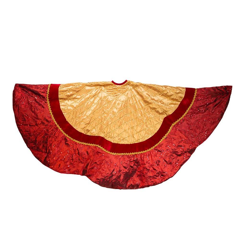 Kurt Adler 72-Inch Red and Gold Criss-Cross Scallop Treeskirt