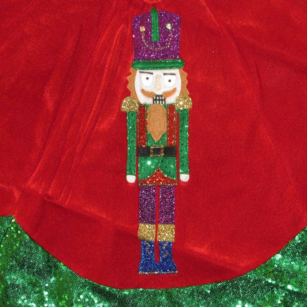 Kurt Adler 48-inch Velvet with Nutcracker Design Tree skirt