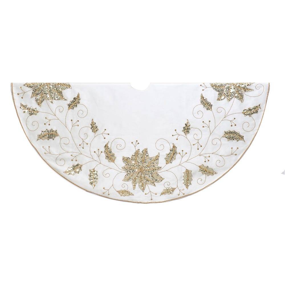 Kurt Adler 54-Inch Ivory Holly Tree Skirt