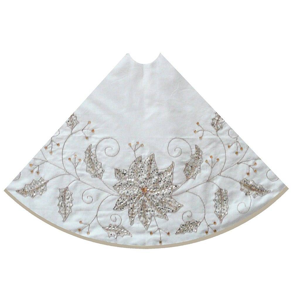 Kurt Adler 54-Inch Ivory Holly Tree Skirt