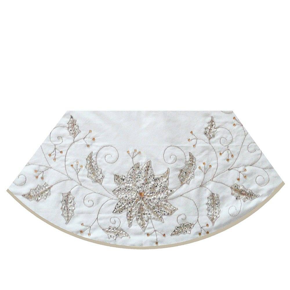 Kurt Adler 54-Inch Ivory Holly Tree Skirt