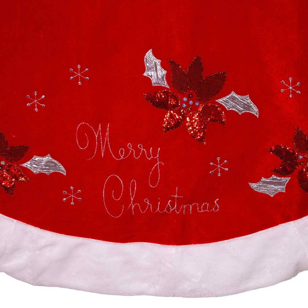 Kurt Adler 72-Inch Red and White Velvet Merry Christmas Applique Treeskirt