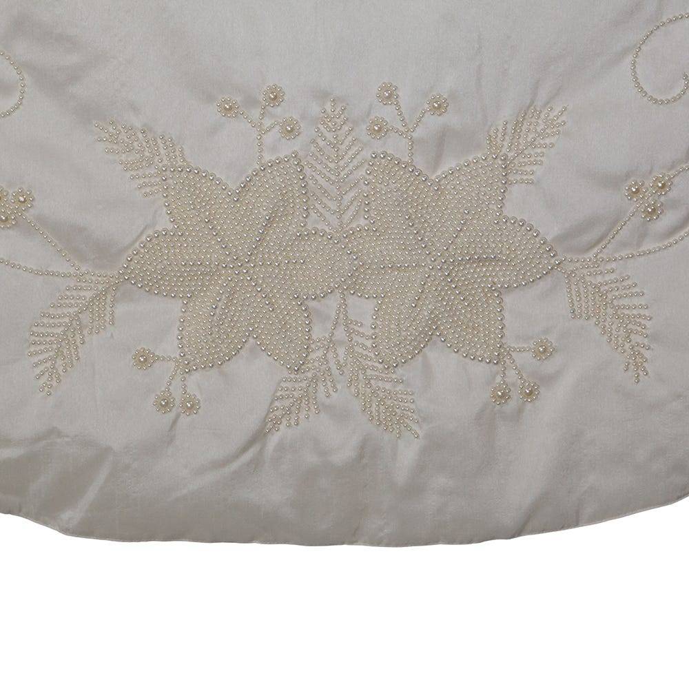 Kurt Adler 54-Inch Ivory with Pearl Beads Tree Skirt