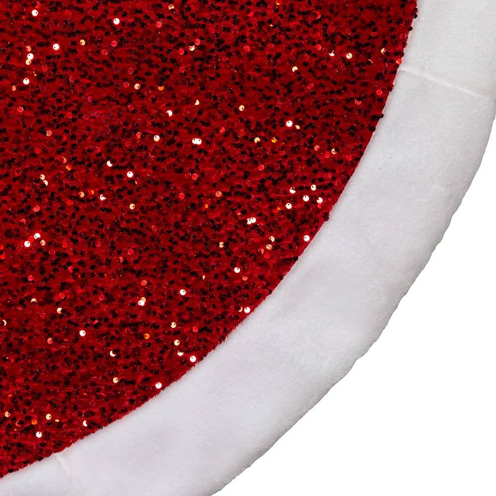 Kurt Adler 54-Inch Red Sequins with White Border Tree Skirt