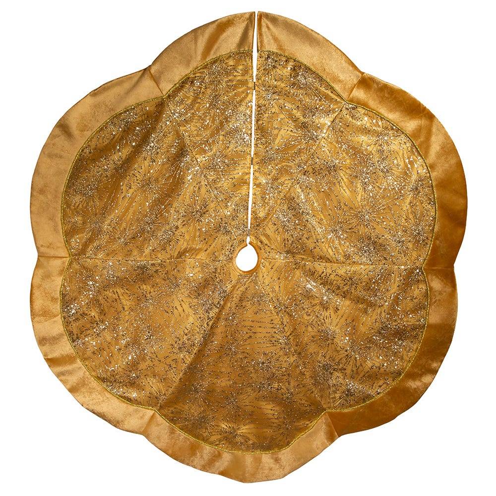 Kurt Adler 60-Inch Gold Velvet and Glitter Tree Skirt