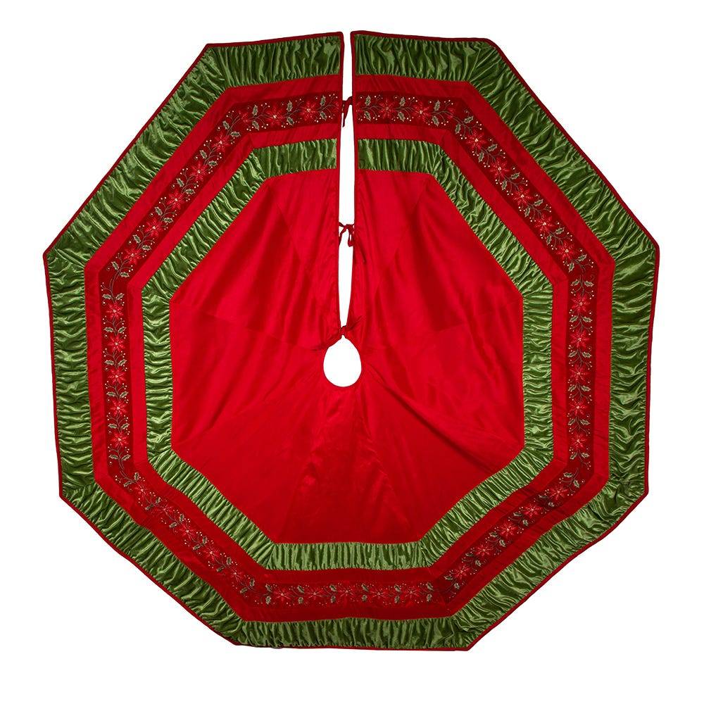 Kurt Adler 72-Inch Red and Green Gathered Border Tree Skirt