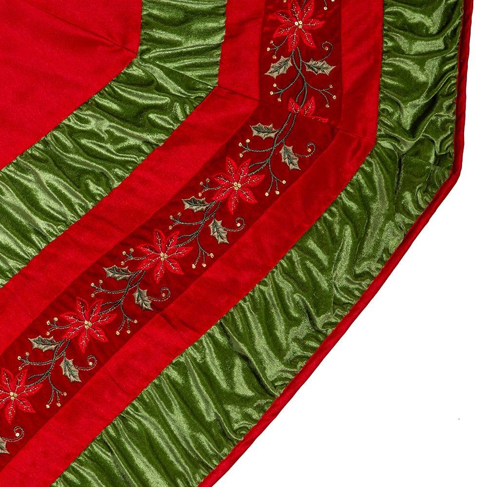 Kurt Adler 72-Inch Red and Green Gathered Border Tree Skirt