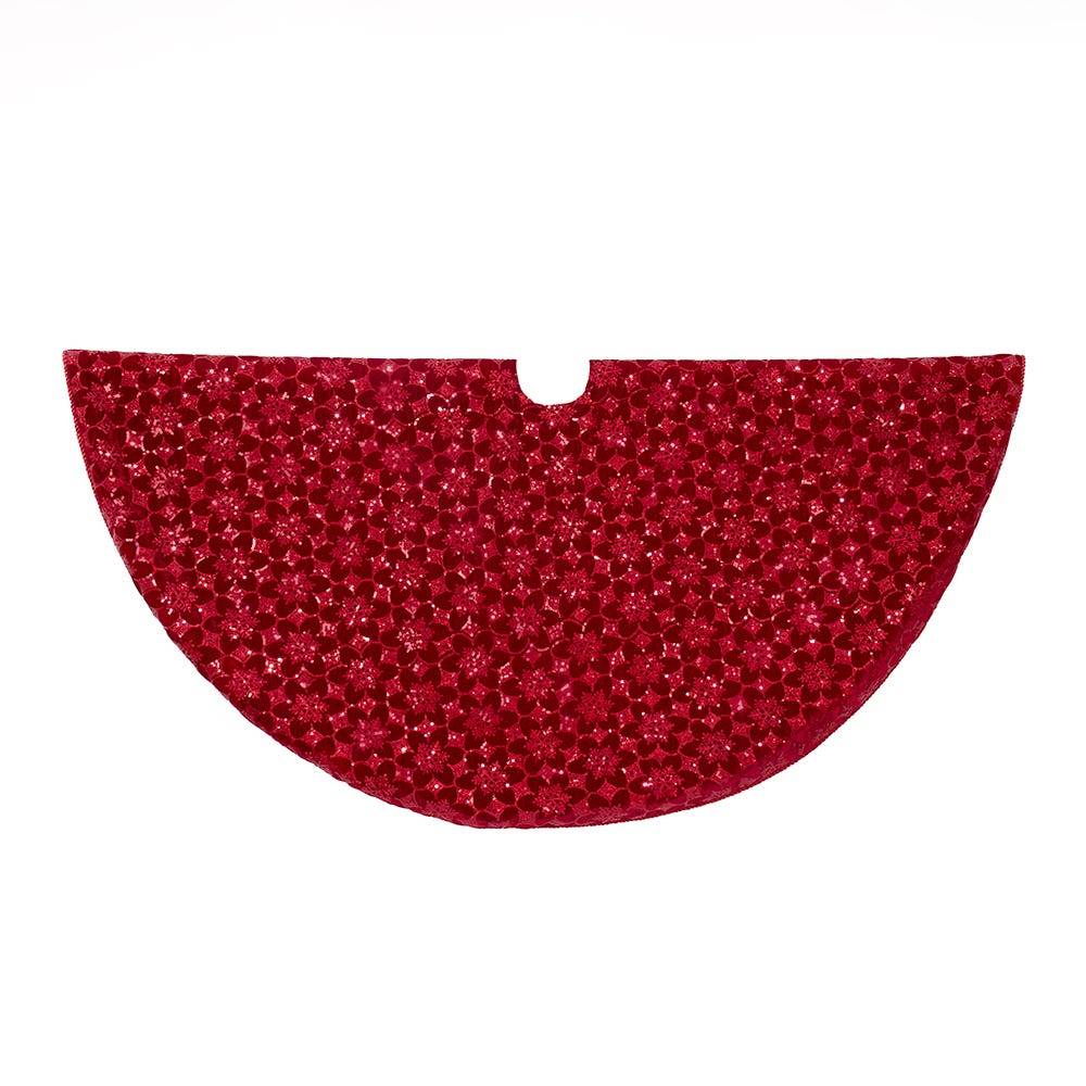 Kurt Adler 72-Inch Burgundy Sequin With Metallic Cord Tree Skirt