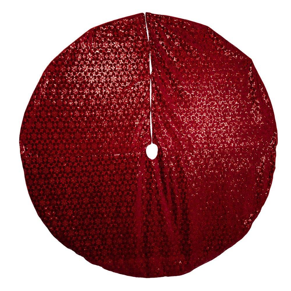 Kurt Adler 72-Inch Burgundy Sequin With Metallic Cord Tree Skirt