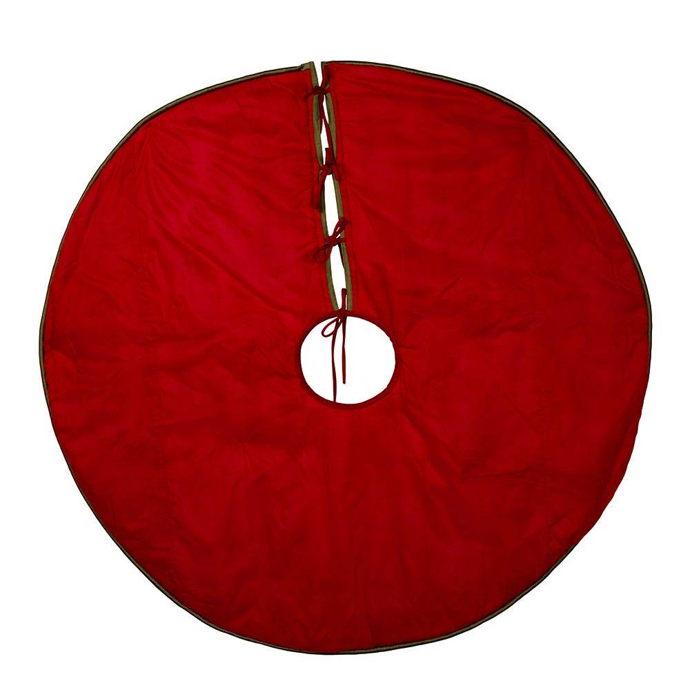 Kurt Adler 48-Inch Dupion Plaid with Velvet Tree Skirt