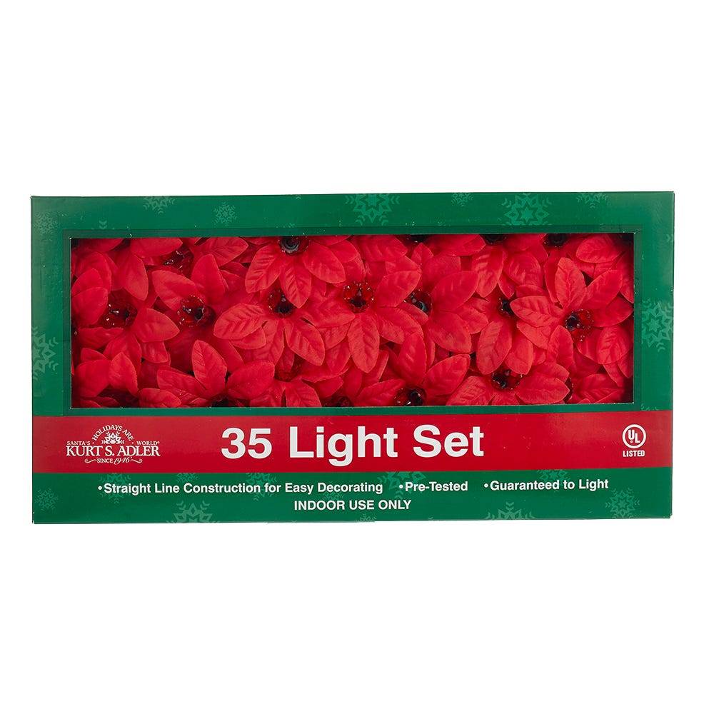 Kurt Adler 35-Light Red Poinsettia Light Set