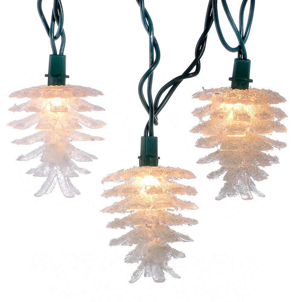 Kurt Adler 10-Light Clear Pine Cone Light Set