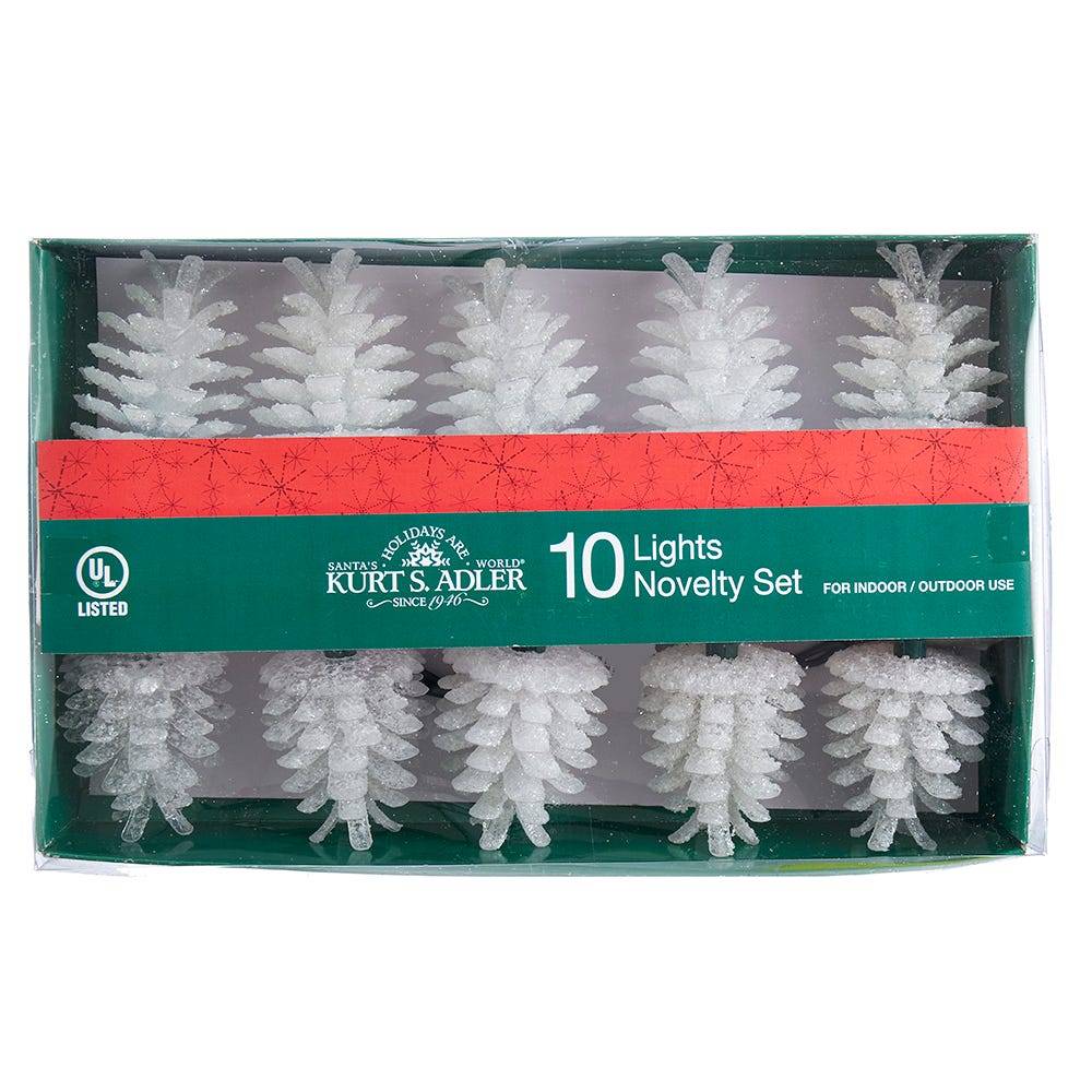 Kurt Adler 10-Light Clear Pine Cone Light Set