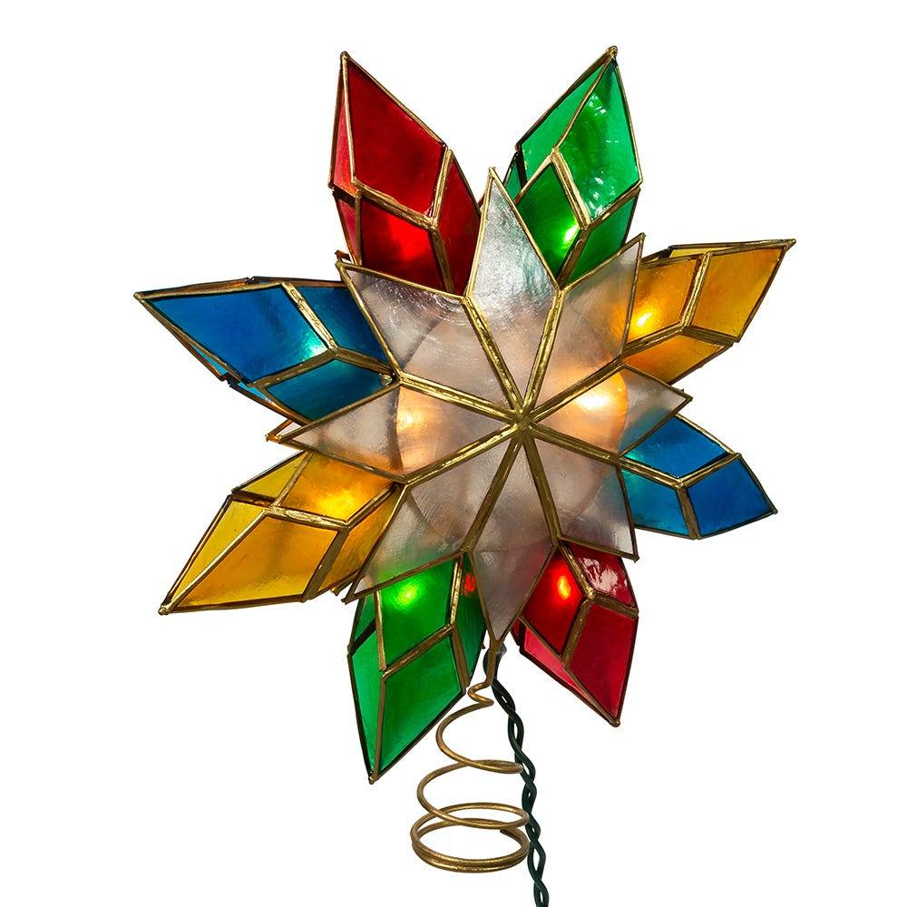 Kurt Adler 10-Light Capiz Star Multicolored Treetop