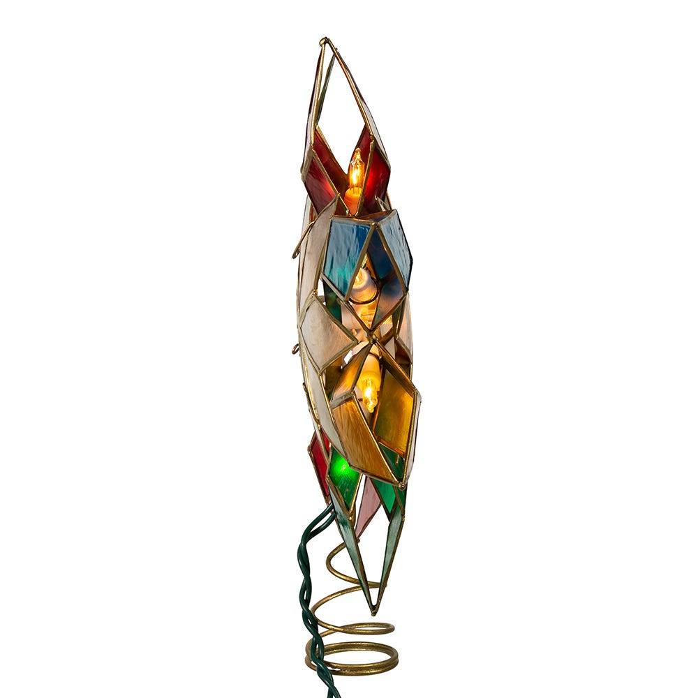 Kurt Adler 10-Light Capiz Star Multicolored Treetop