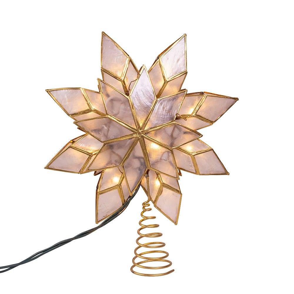 Kurt Adler 10-Light LED Capiz Clear Star Tree Topper