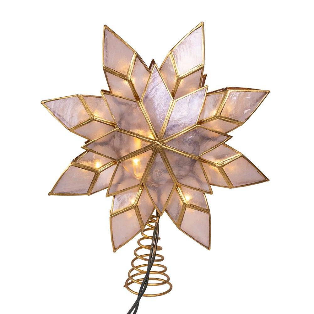 Kurt Adler 10-Light LED Capiz Clear Star Tree Topper