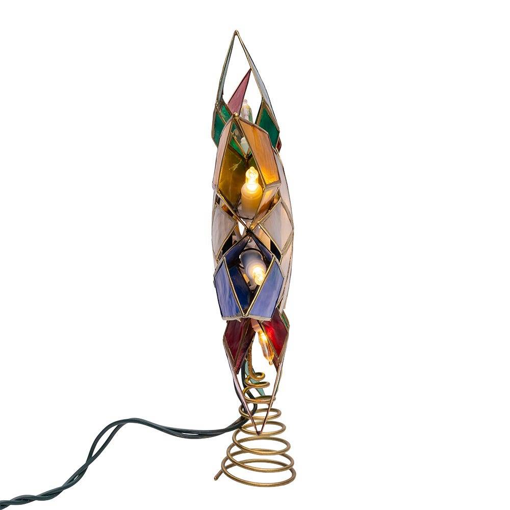 Kurt Adler 10-Light LED Multicolored Capiz Clear Star Tree Topper