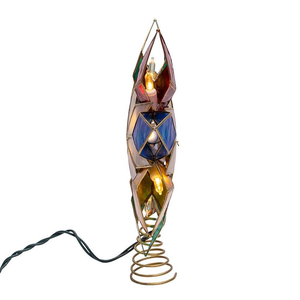 Kurt Adler 10-Light LED Multicolored Capiz Clear Star Tree Topper