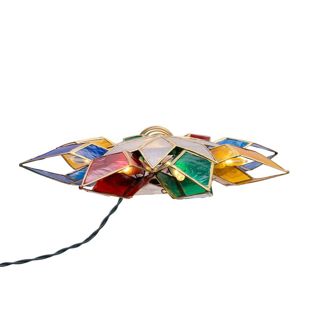 Kurt Adler 10-Light LED Multicolored Capiz Clear Star Tree Topper