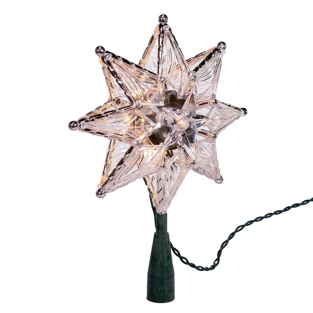 Kurt Adler 10-Light 8-Inch 8-Point Clear Star Treetop