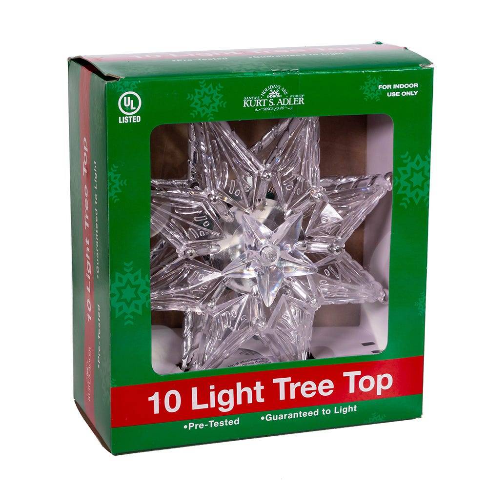 Kurt Adler 10-Light 8-Inch 8-Point Clear Star Treetop