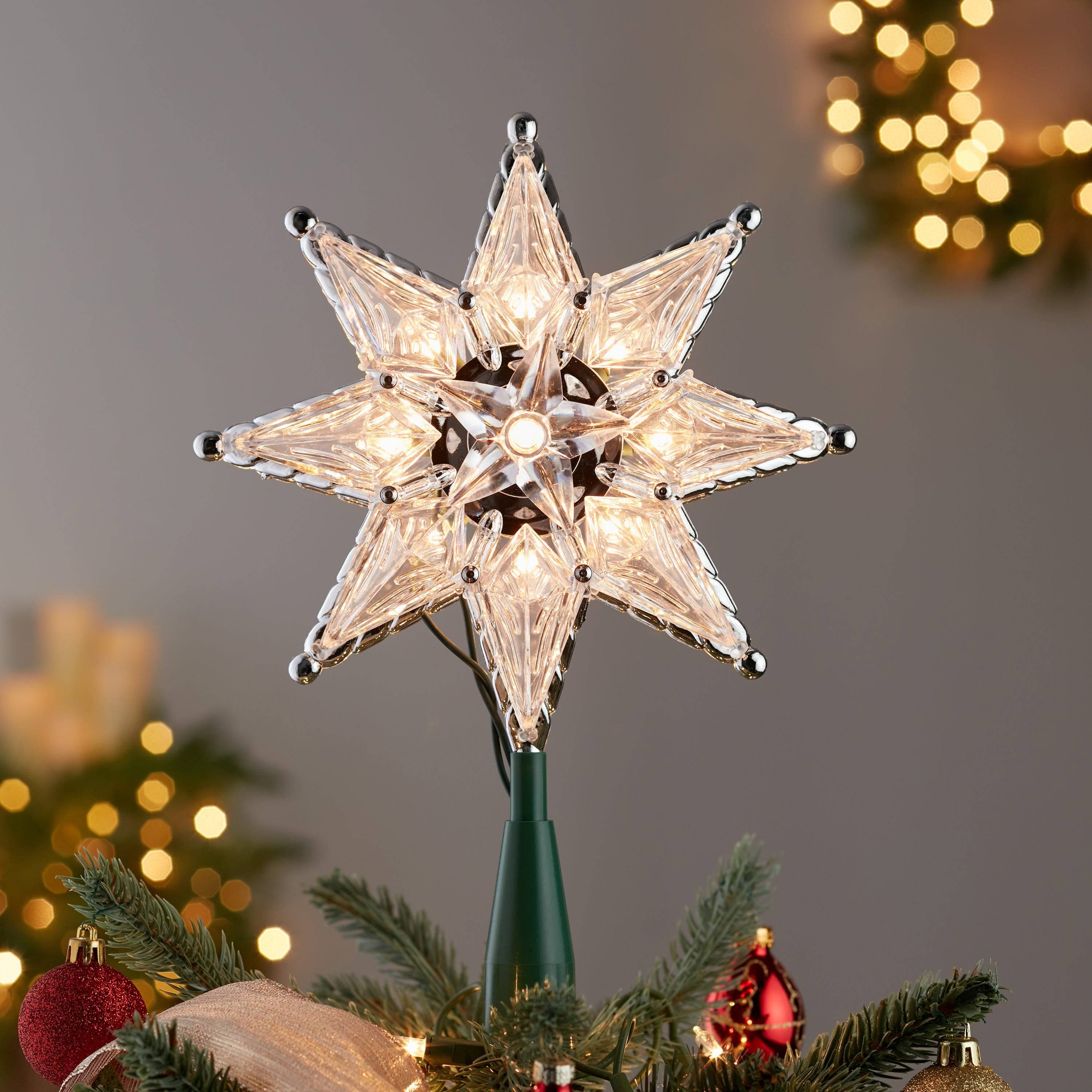 Kurt Adler 10-Light 8-Inch 8-Point Clear Star Treetop